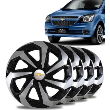 Imagem de Jogo 4 Calota Black Silver Aro 15 Gm Agile Meriva Vectra - Elitte
