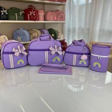 Imagem de Kit Bolsa Maternidade 5 Peças Grande Impermeável + Mochila + Trocador 