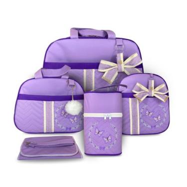 Imagem de Kit Bolsa Maternidade 5 Peças Grande Impermeável + Mochila + Trocador 