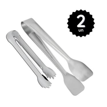 Imagem de Kit 2 Pegador Inox Frios Carne Churrasco Servir Cozinha Mesa Multiuso 