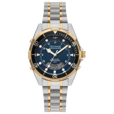 Imagem de Relógio Technos Skydiver Masculino Bicolor Azul Wt2060af/1a Prateado Dourado Azul-Mascu...