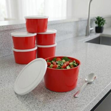 Imagem de Kit Potes Hermeticos Vermelho 750ml 5 Pecas BPA Free Empilhavel Cozinh
