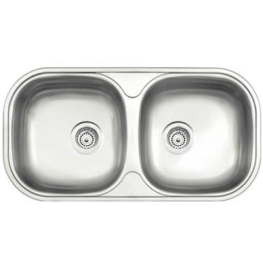 Imagem de Cuba Dupla 26L Tramontina Isis 78x40cm Inox Escovado