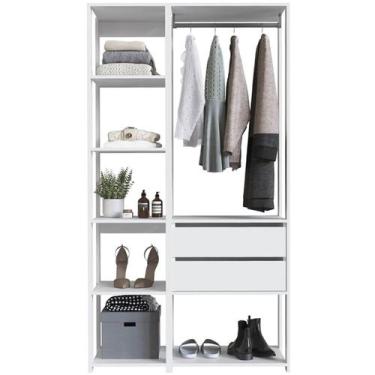 Imagem de Guarda Roupa Closet 2 Pecas Cabideiro Gaveta Branco Prodecor Com Nicho