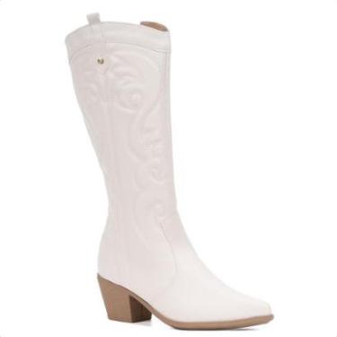 Imagem de Bota Feminina Texana Cano Alto Western Bordada Com Bico Fino-Feminino