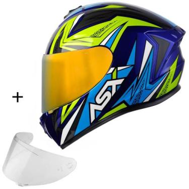 Imagem de Capacete Para Motociclista ASX Draken Vector + Viseira Extra Colorida,