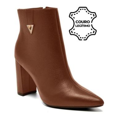 Imagem de Bota de Couro e Cano Curto Feminina Via Marte 063-016-01, Marrom, 39