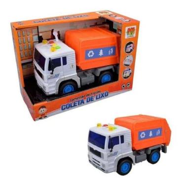 Imagem de Caminhão de Fricção Coleta de Lixo DM Toys, Laranja