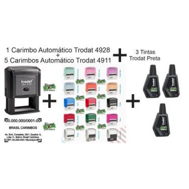 Imagem de Kit Trodat de Carimbos e Tintas  1 Unid. 4928 S/gravação + 5 Unid. 491