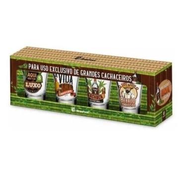 Imagem de Kit 4 Copos Shot Vidro Sabedoria De Boteco Dose Cachaça 60ml - brasfoo