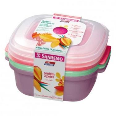 Imagem de Conjunto 3 Potes Para Alimentos Quadrados 1,3 Litros Colors - SANREMO