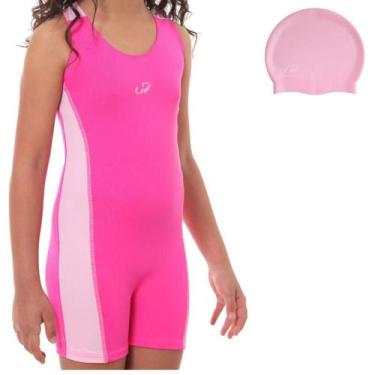 Imagem de Macaquinho Natação Infantil Feminino Hammerhead + Touca Sili, Pink ros