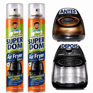 Imagem de Kit 2 Limpa Air Fryer Spray 250ml Super Dom  Remove Gordura Pesada, Li