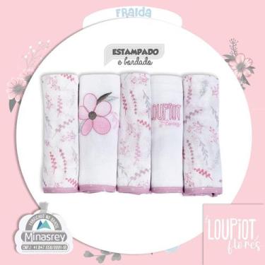 Imagem de Fralda de Pano Loupiot Temas REF5228 Rosa - 5 Unidades - MINASREY