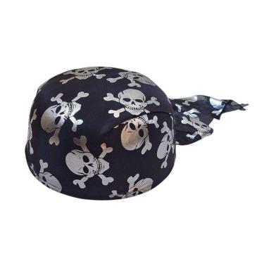 Imagem de Chapéu Coquinho de Pirata Poliéster e Feltro Caveira Prata Extra Festas