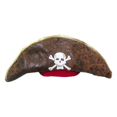 Imagem de Chapéu de Pirata Luxo Sintético Faixa Veludo Caveira Extra Festas