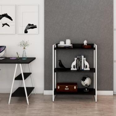 Imagem de Estante de Livros Industrial Aço 80CMX104CM 3 Prateleiras Kuadra Preto