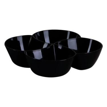Imagem de Petisqueira Com 4 Divisões Le Chef Preta 25x25x6cm 1850 - Paramount