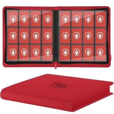 Imagem de Álbum De Cartas Colecionáveis Com 12 Bolsos E Zíper Em Couro Premium, 