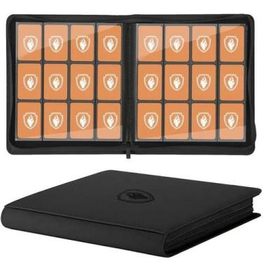 Imagem de Álbum De Cartas Colecionáveis Com 12 Bolsos E Zíper Em Couro Premium, 