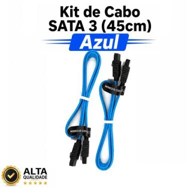 Imagem de KIT Cabo SATA III Azul Grasep 45 cm para SSD HD PC Notebook com Trava 