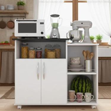 Imagem de Fruteira Armário Com Rodinhas Para Organização Da Cozinha Branco C/ Ta