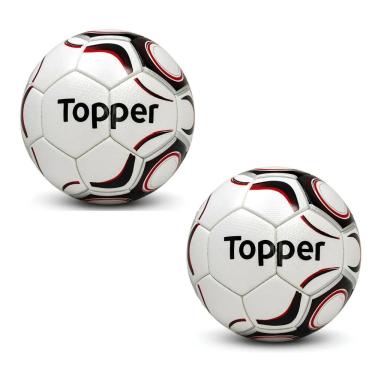 Imagem de Kit 2 Bola de Futebol Campo Maestro Pro Costurada Toque Macio Vermelho e Branco Topper Único