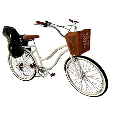 Imagem de Bicicleta Urbana aro 26 c/cadeirinha cesta 6v Branco