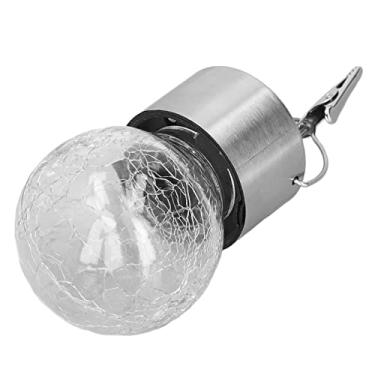 Imagem de AUNMAS Luzes solares redondas, luzes solares para pendurar, padrão de rachaduras, branco quente, cor clara, carregamento solar, detecção automática para parede para portas para gramados