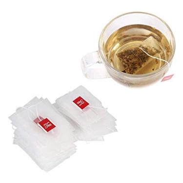 Imagem de Sacos de nylon para chá de folhas soltas, 100 peças de sacos de filtro de infusor de chá vazios com cordão doméstico. 7 x 6 cm / 2,8 x 2,4 polegadas