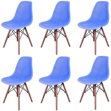 Imagem de Kit 6 Cadeiras Charles Eames Eifell Furadinha Cor:Azul Bebe