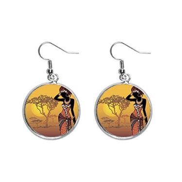 Imagem de African Savanna — Vestidos femininos pretos com orelha pendurada, brincos prateados, joia feminina