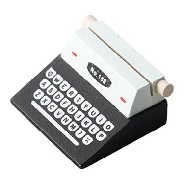 Imagem de 1 conjunto mini máquina de escrever modelo vívido 1:12 casa de bonecas mini caixa máquina de escrever engenhosa Preto