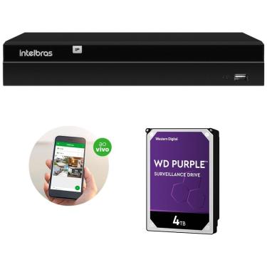 Imagem de Gravador de Vídeo IP NVR 4 Canais NVD 1404 + HD 4 Teras Purple Intelbras