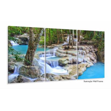 Imagem de Quadro Decorativo Fluxo De Cachoeira Azul 120x60 3 peças Sal