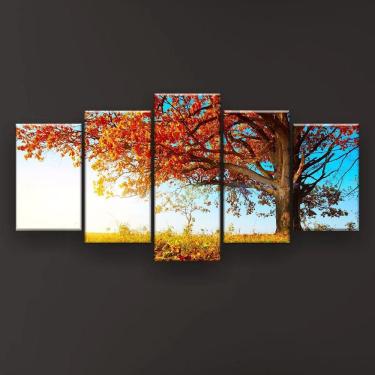 Imagem de Quadro Decorativo Outono Árvore Céu Azul 129x61 Sala Quarto