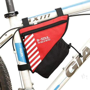 Imagem de AKT Bolsa de bicicleta triangular à prova d'água Bolsa frontal de ciclismo Bolsa de bicicleta Bolsa de armação Acessórios de bicicleta, Vermelho