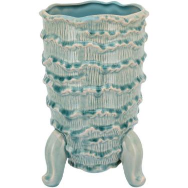 Imagem de HOME&CO FERGIE VASO 28x17x17cm CERÂMICA AZUL COM PÉ