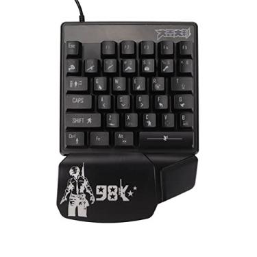 Imagem de Teclado para jogos de uma mão, 35 teclas, mini teclado brilhante de LED único, design ergonômico, teclado preto plug and play para jogos de e-sports