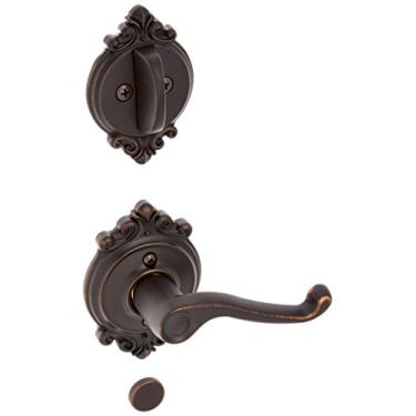 Imagem de Schalge F94FLA716BRKRH Pacote interno de bronze envelhecido Alavanca Flair Destro Pacote interior com placa de cobertura de fechadura e rosa decorativa Brookshire da Schalge Lock Company