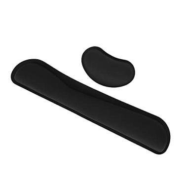 Imagem de Vbestlife Almofada de descanso de pulso, almofada ergonômica de espuma viscoelástica preta, design antiderrapante, conjunto de suporte para teclado de mouse para uso de teclado e mouse de mesa
