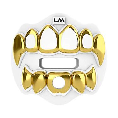 Imagem de Loud Mouth - Protetor Bucal de Futebol 3D Chrome Grillz, Servem para Adultos e Jovens, Acessórios de Futebol (Branco Cromado/Dourado)