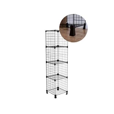 Imagem de Estante para Livros 4 Nichos Livreiro Aramado de Aço Organizador para Sala Quarto Escritório Preto