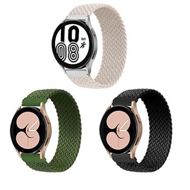 Imagem de ALMNVO Pacote com 3 pulseiras de nylon trançadas elásticas para Samsung Galaxy Watch 5 40 mm 44 mm/LTE 44 mm/5 Pro 45 mm/4 40 mm/4 Classic 46 mm/42 mm/3 41 mm/ativo, pulseira elástica, 20 mm-PP