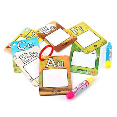 Imagem de Livro de Desenho Mágico Canetas Reutilizáveis para Pintura em Água Revelar Cartão de Atividade Almofadas Coloridas Prancha de Aprendizagem Brinquedos de Brincar (Carta)