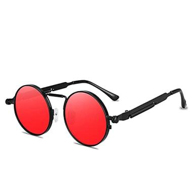 Imagem de Óculos de sol vintage estilo punk masculino retrô redondo armação de metal feminino óculos de sol moda óculos de sol gafas sol mujer UV400,C2,A
