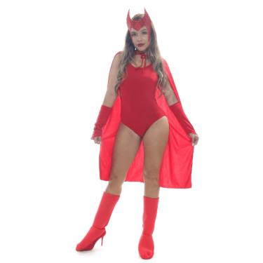 Imagem de Fantasia Feiticeira Vermelha Body Adulto com Capa e Máscara
 G