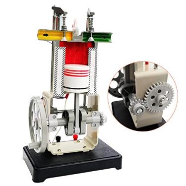 Imagem de LUCKFY Modelo de motor a gasolina quatro tempos, motor de combustível pequeno, motor de combustão interna, modelo de motor para ferramentas de ensino escolar, equipamentos suprimentos de laboratório