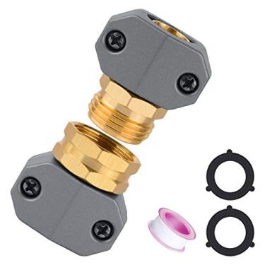 Imagem de LUEXBOX Kit de reparo de mangueira de 2 peças, acessórios de reparo de mangueira de jardim, mangueira de alumínio macho fêmea conector de braçadeira de acoplador de reparo de mangueira de remenda para substituição de mangueira de jardim de 3/4 polegadas ou 5/8 polegadas