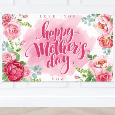 Imagem de Cenário de banner Happy Mother's Day - Dia das Mães para decoração de festa de cabine de fotos da família